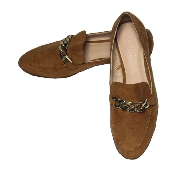 Ann Taylor Shoes - ANN TAYLOR LOFT Hardware Embellished Fabric Suede Loafers Brown Shoes Size 6M